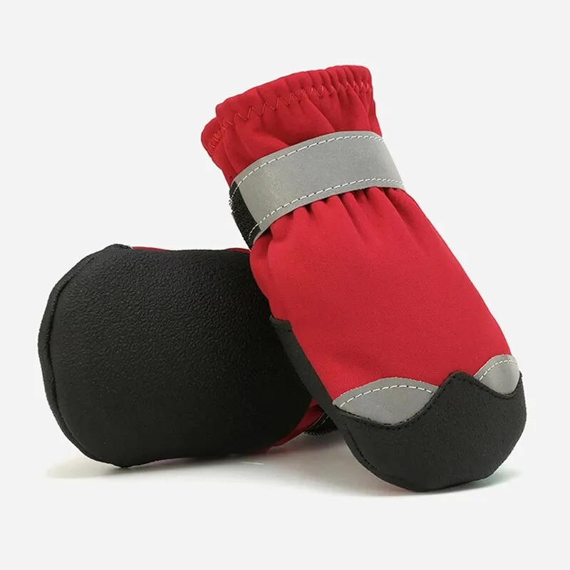4pcs Anti-Slip Pet Shoes  Waterproof Reflective Dog Boots