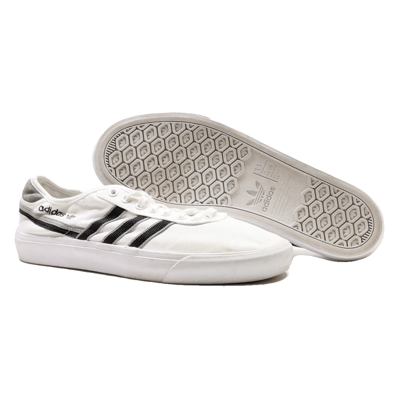 ADIDAS Low Top Trainers White Canvas Mens UK 11