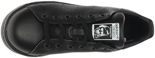 adidas Performance Stan Smith J Tennis Shoe (Big Kid), Black/Black/Running White, 4.5 M US Big Kid