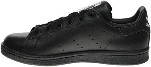 adidas Performance Stan Smith J Tennis Shoe (Big Kid), Black/Black/Running White, 4.5 M US Big Kid