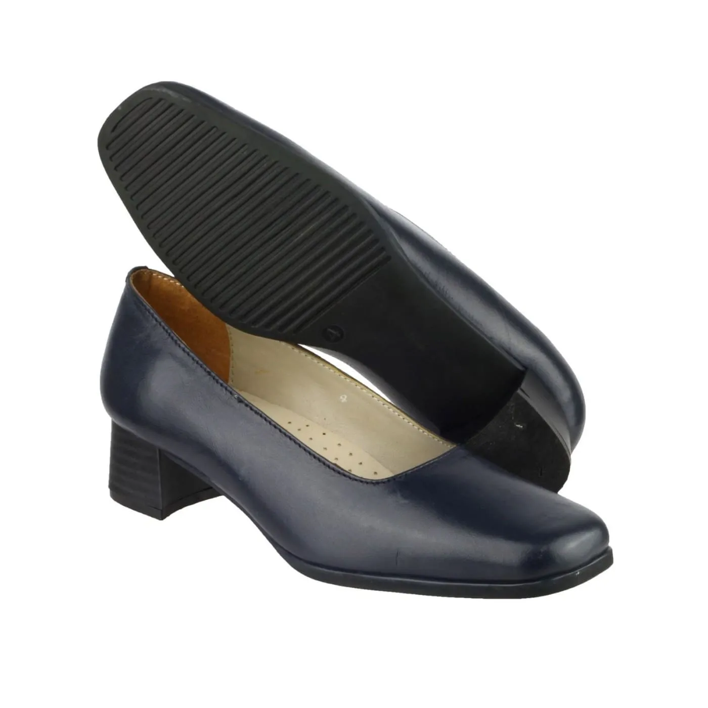 Amblers Walford Navy Ladies Leather Shoes