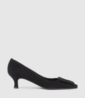 ASTRA60 Pump with Trim in Black Suede