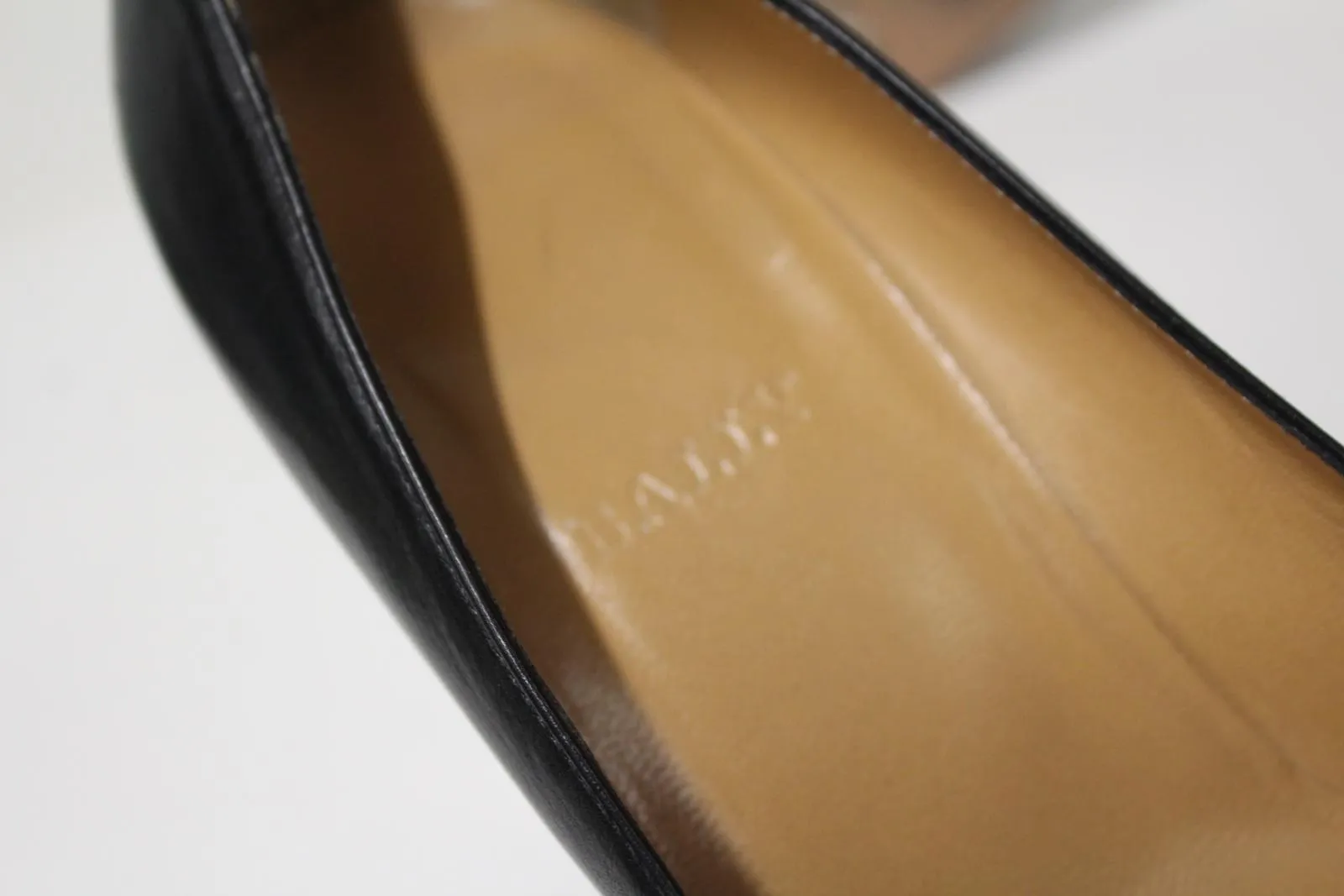 BALLY Ladies Black Leather Wedge Heel Square Toe Slip-On Shoes EU38.5 UK5.5