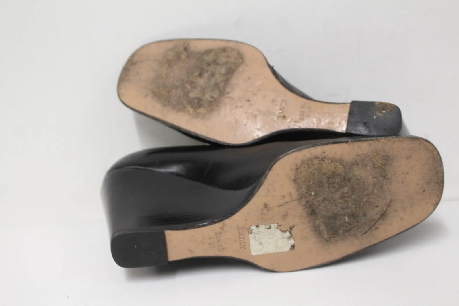 BALLY Ladies Black Leather Wedge Heel Square Toe Slip-On Shoes EU38.5 UK5.5