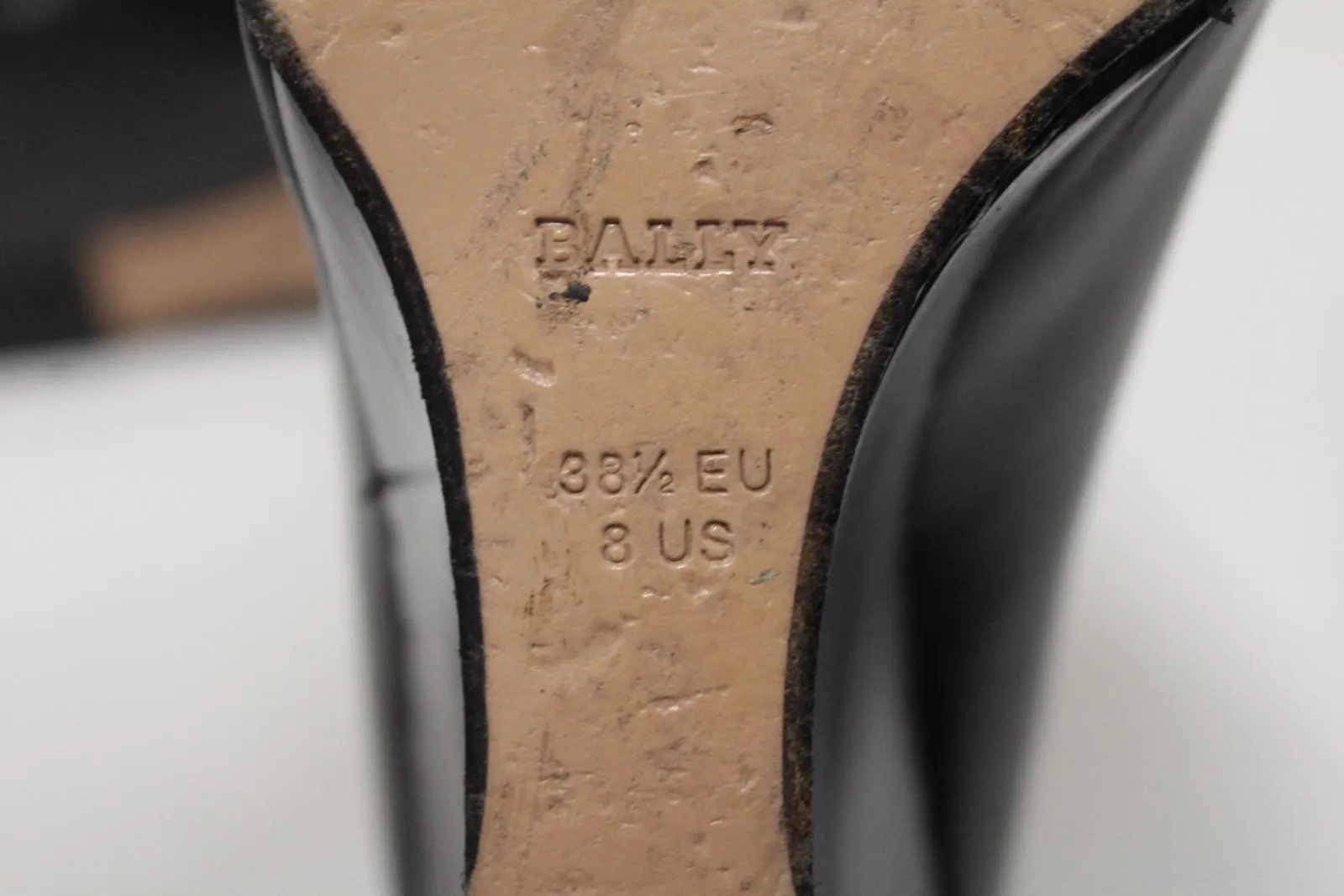 BALLY Ladies Black Leather Wedge Heel Square Toe Slip-On Shoes EU38.5 UK5.5