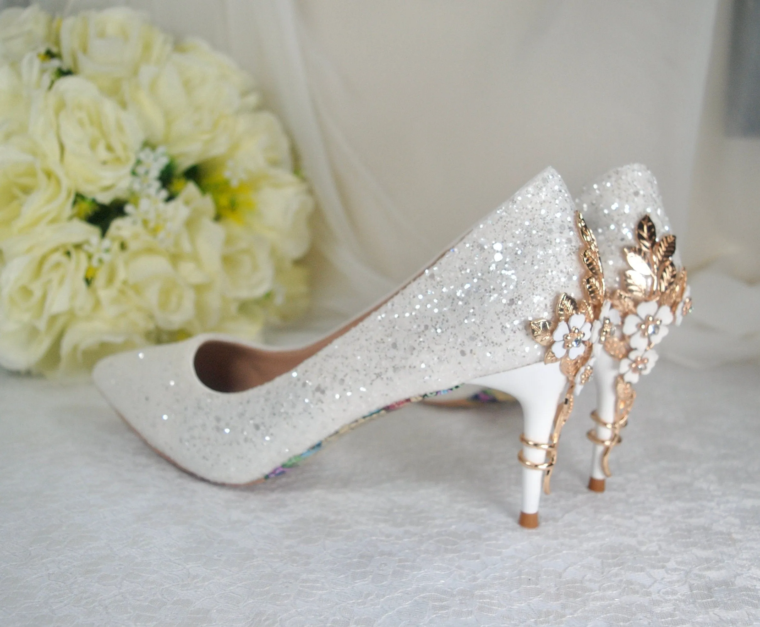 Beauty and the Beast 7cm Bridal Shoes UK6/US8.5