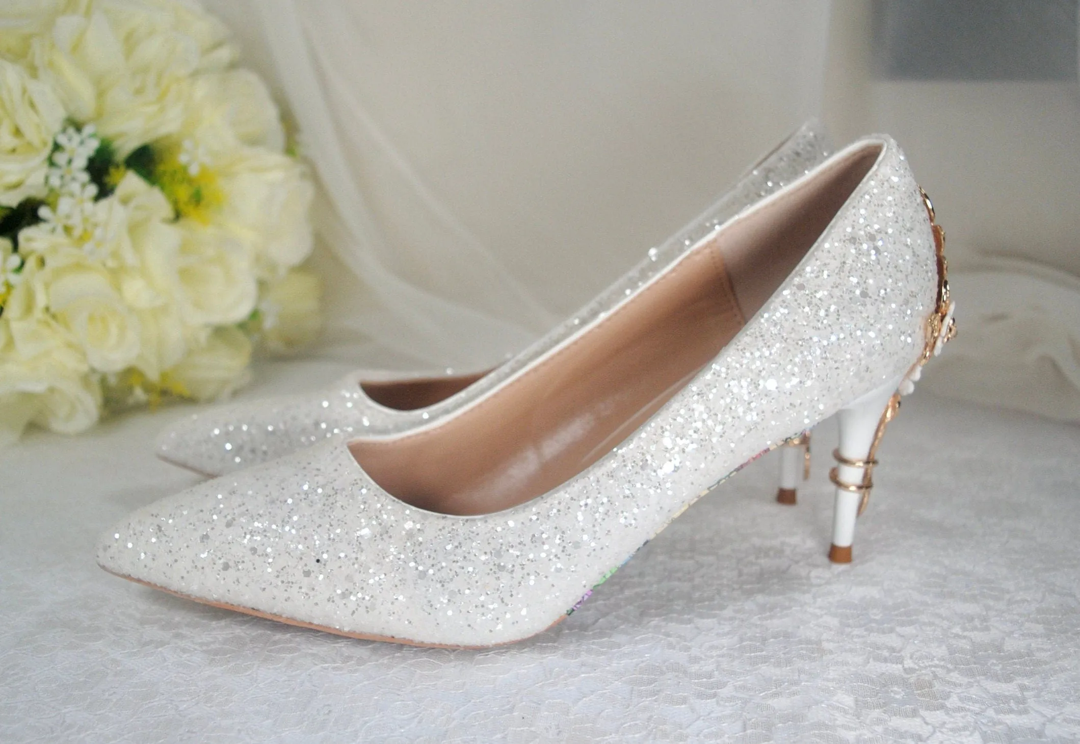 Beauty and the Beast 7cm Bridal Shoes UK6/US8.5