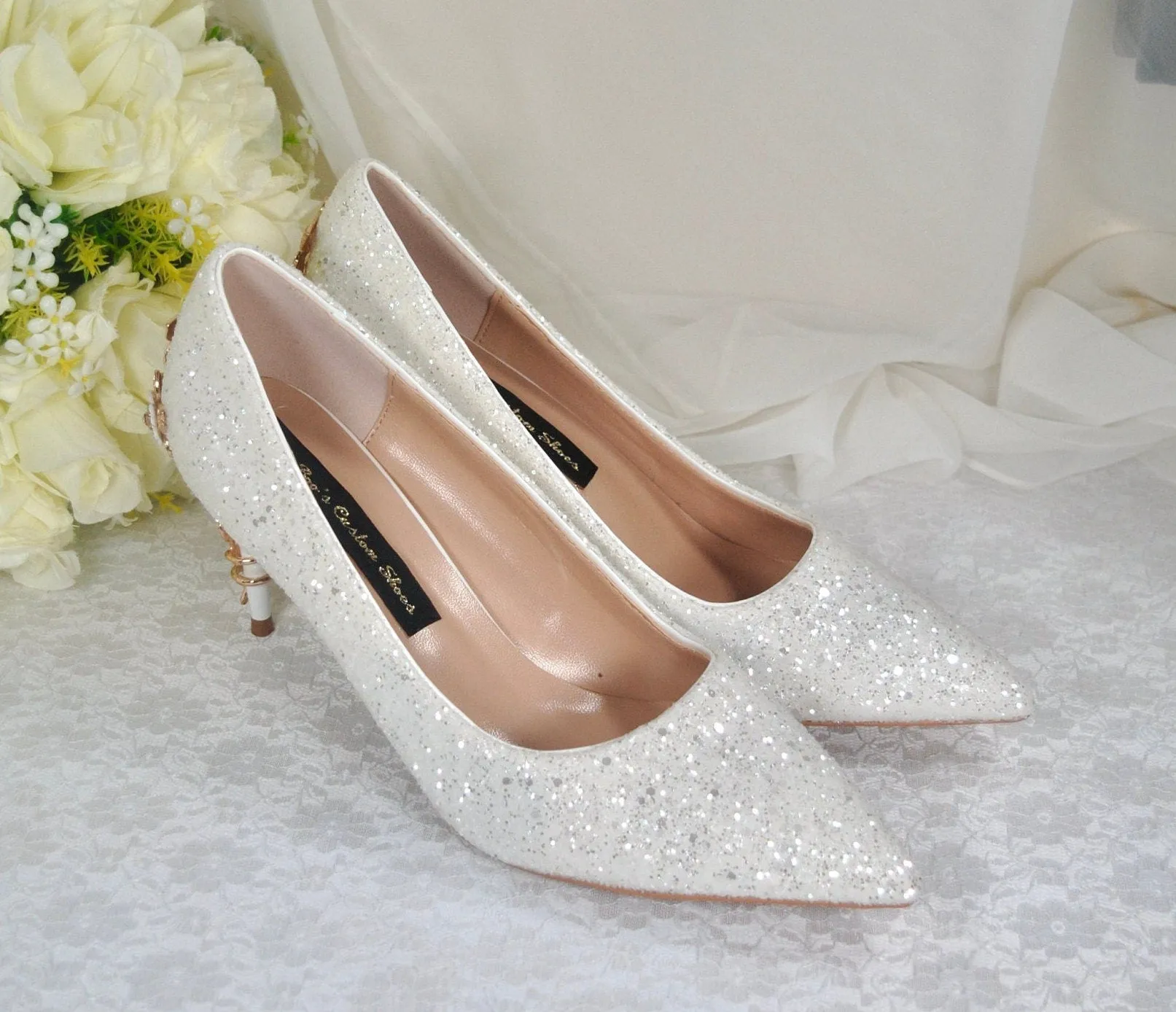 Beauty and the Beast 7cm Bridal Shoes UK6/US8.5