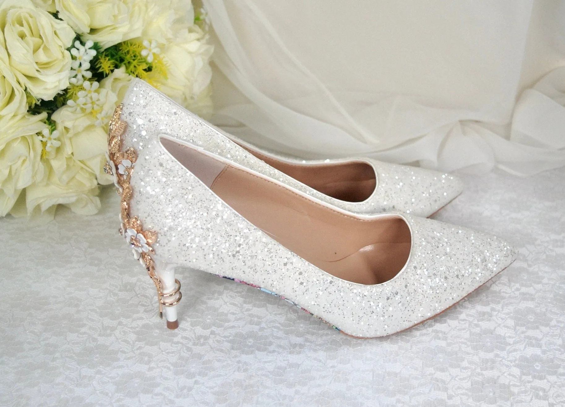 Beauty and the Beast 7cm Bridal Shoes UK6/US8.5