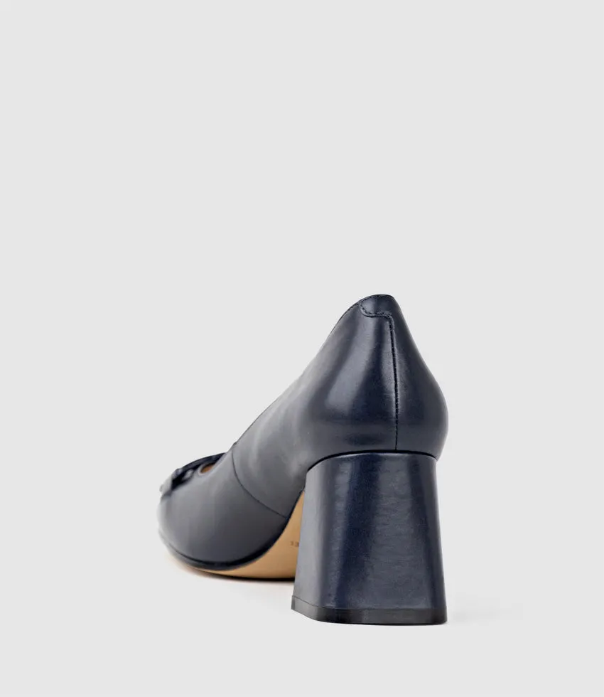 BIANCA65 Pump with Trim in Navy Calf