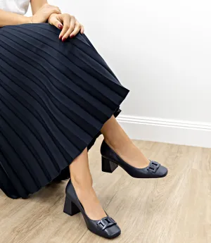BIANCA65 Pump with Trim in Navy Calf