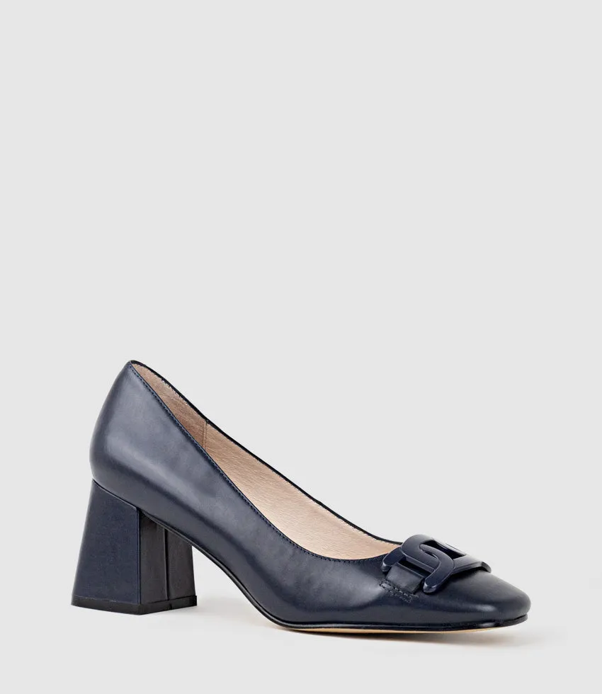 BIANCA65 Pump with Trim in Navy Calf