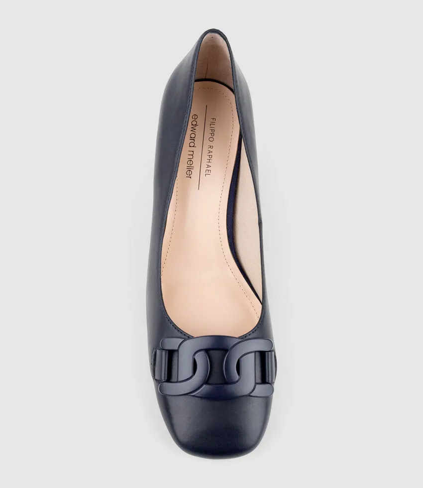BIANCA65 Pump with Trim in Navy Calf