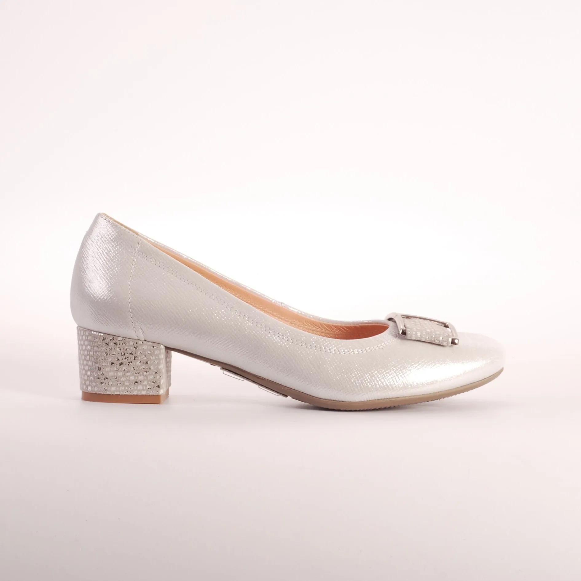 Bioeco 5632 Silver Low Heel occasion shoe matching bag available