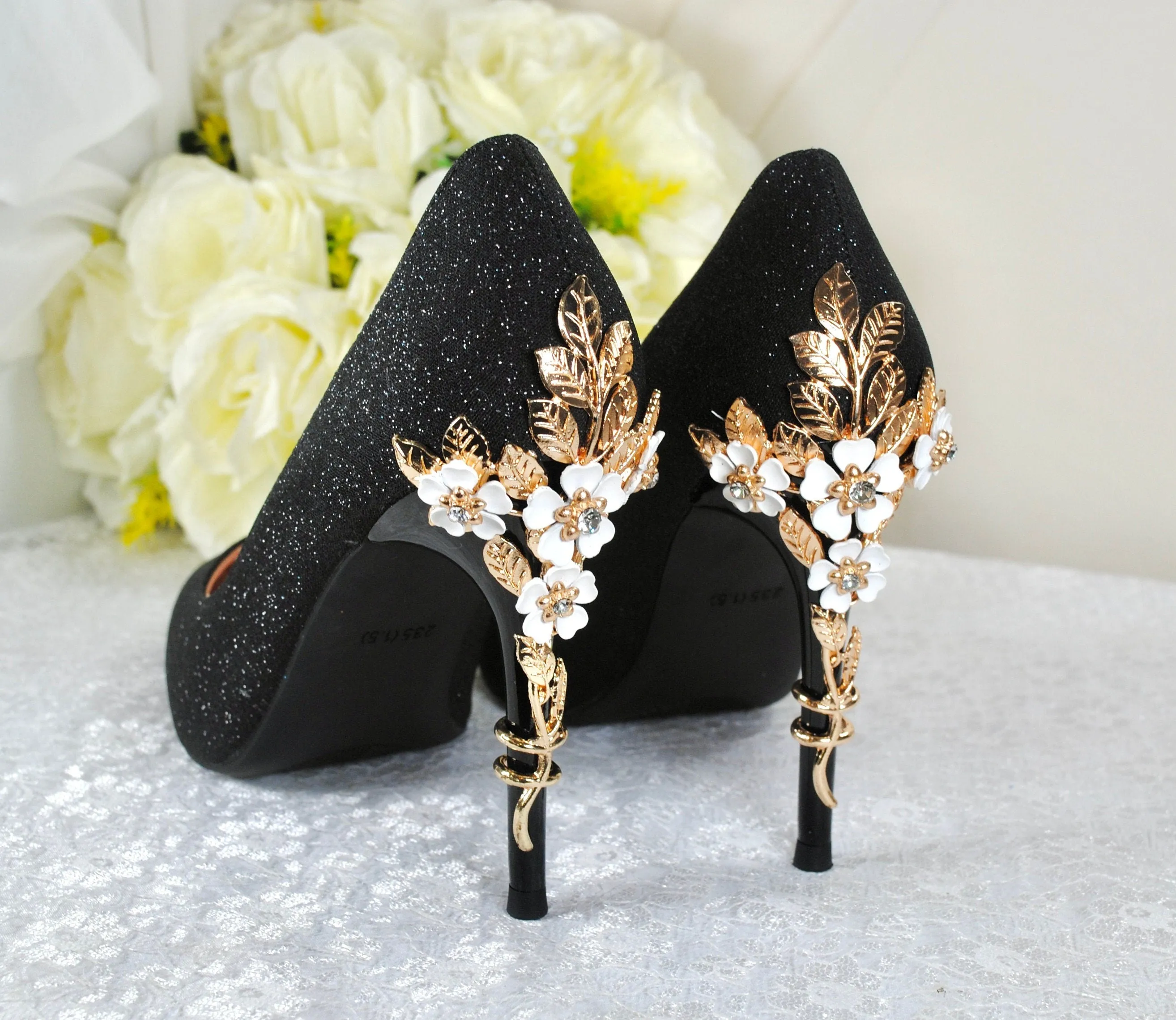 Black Glitter With CHERRY BLOSSOM