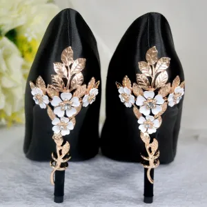 Black Satin With 'Cherry Blossom'
