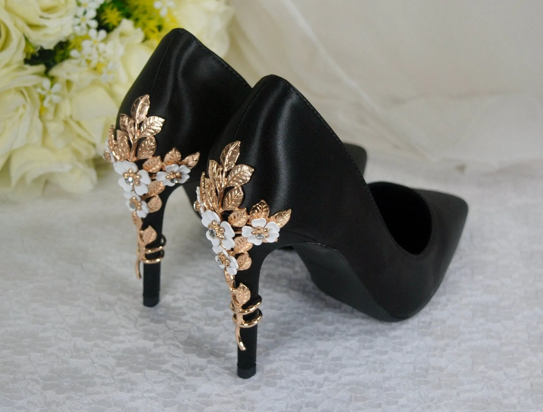Black Satin With CHERRY BLOSSOM
