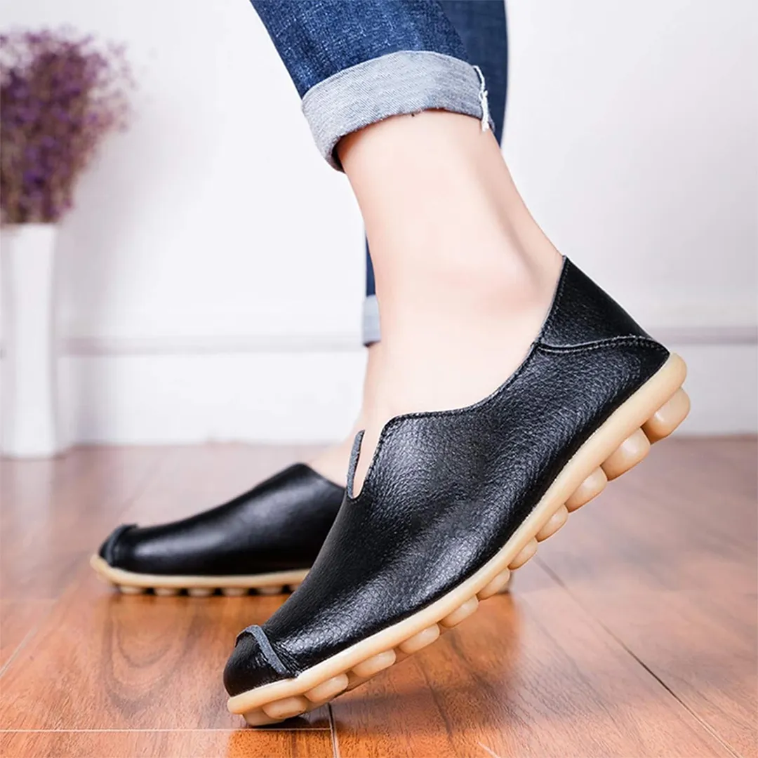 Blisscomfy Wide Toe Box & Wide Size Leather Moccasin - Basic Colors