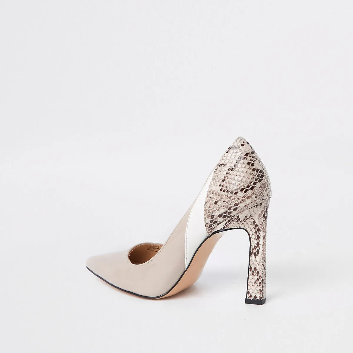 Blue printed block heel court shoes