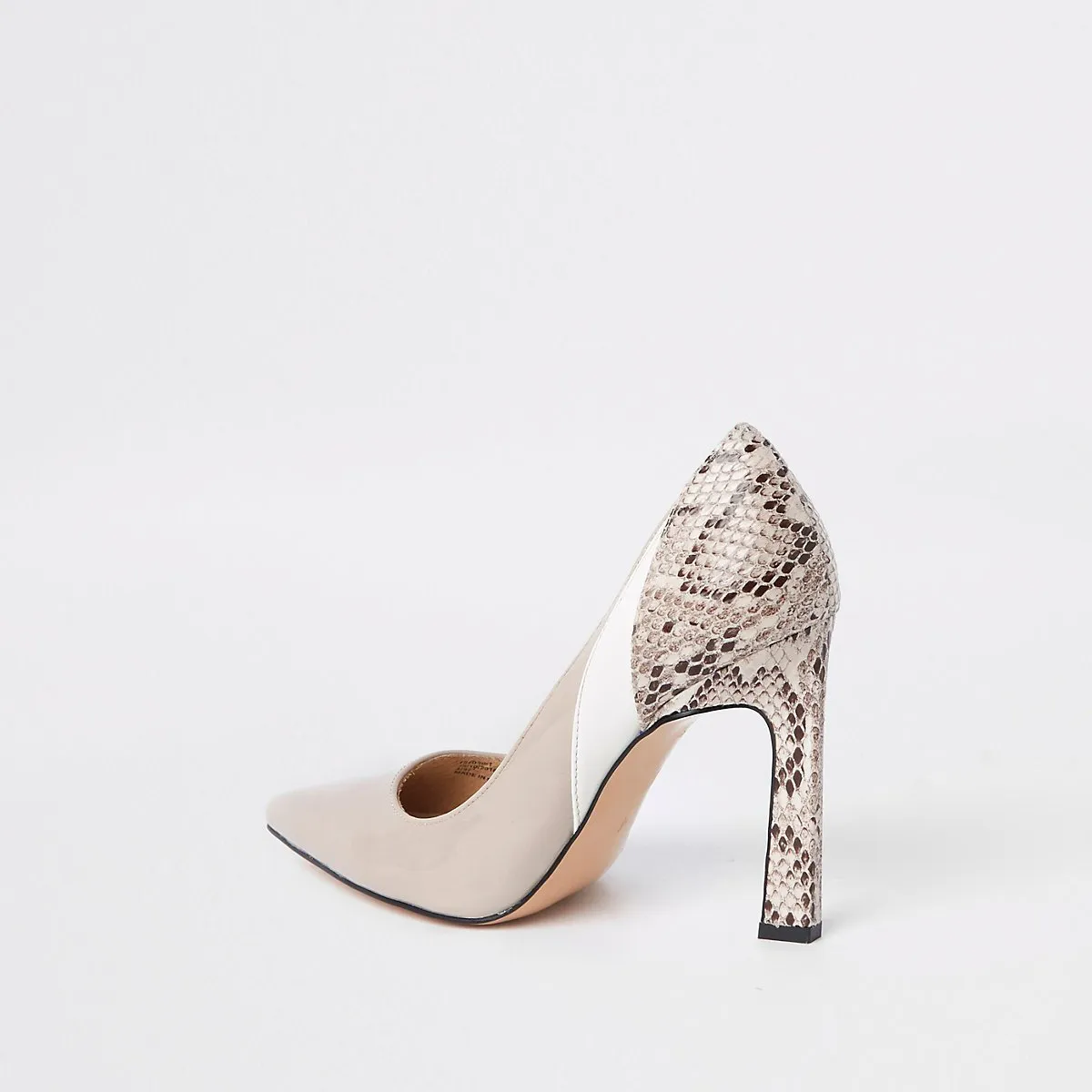 Blue printed block heel court shoes