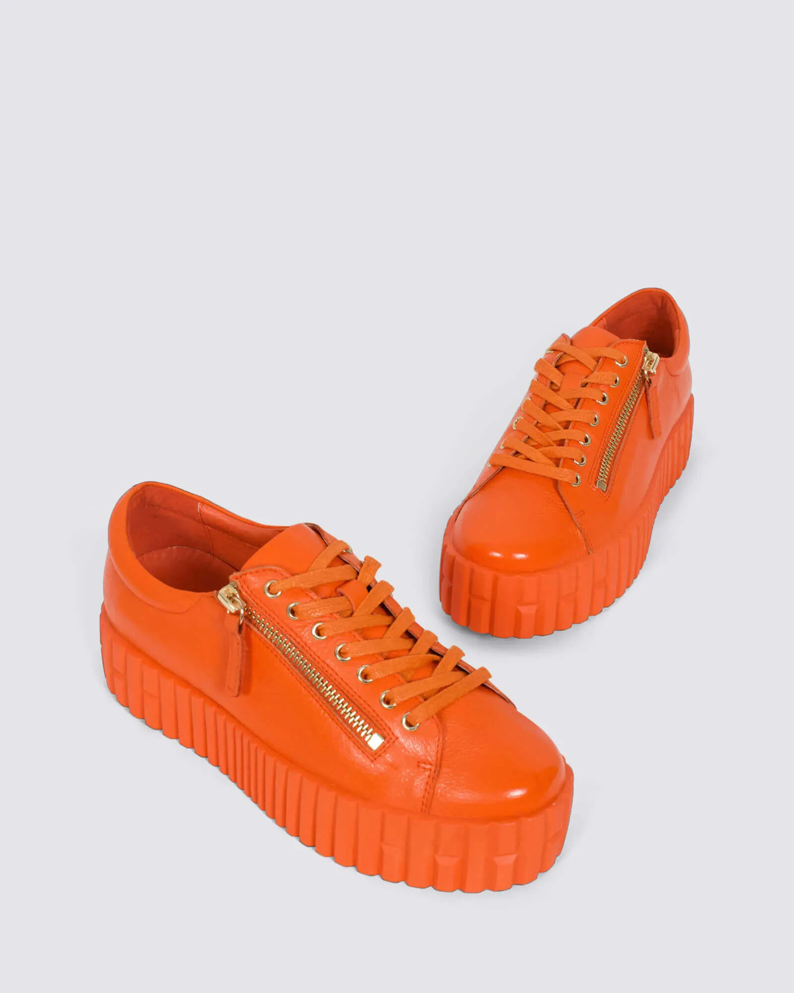 BONGOE PLATFORM SNEAKERS ORANGE LEATHER