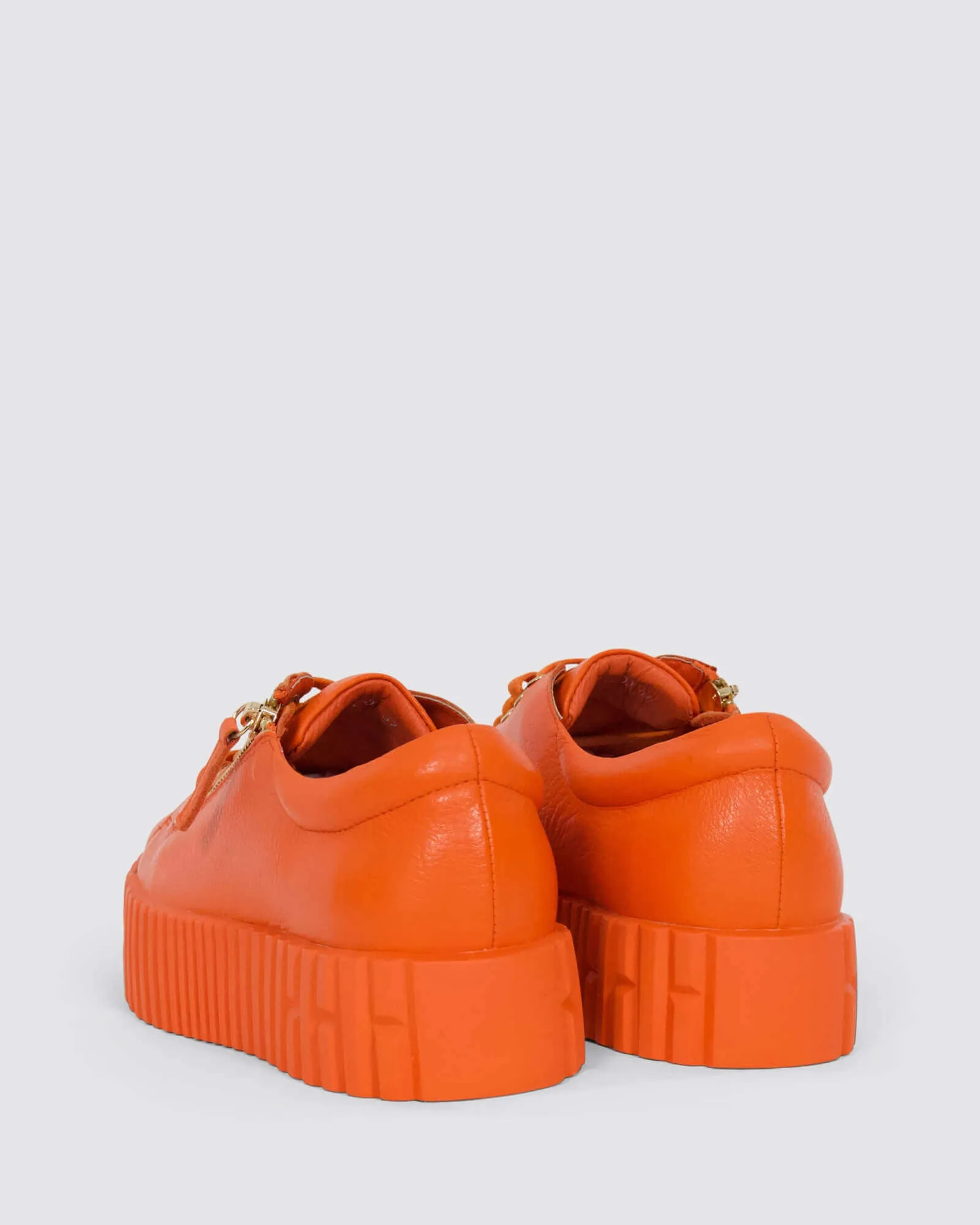 BONGOE PLATFORM SNEAKERS ORANGE LEATHER