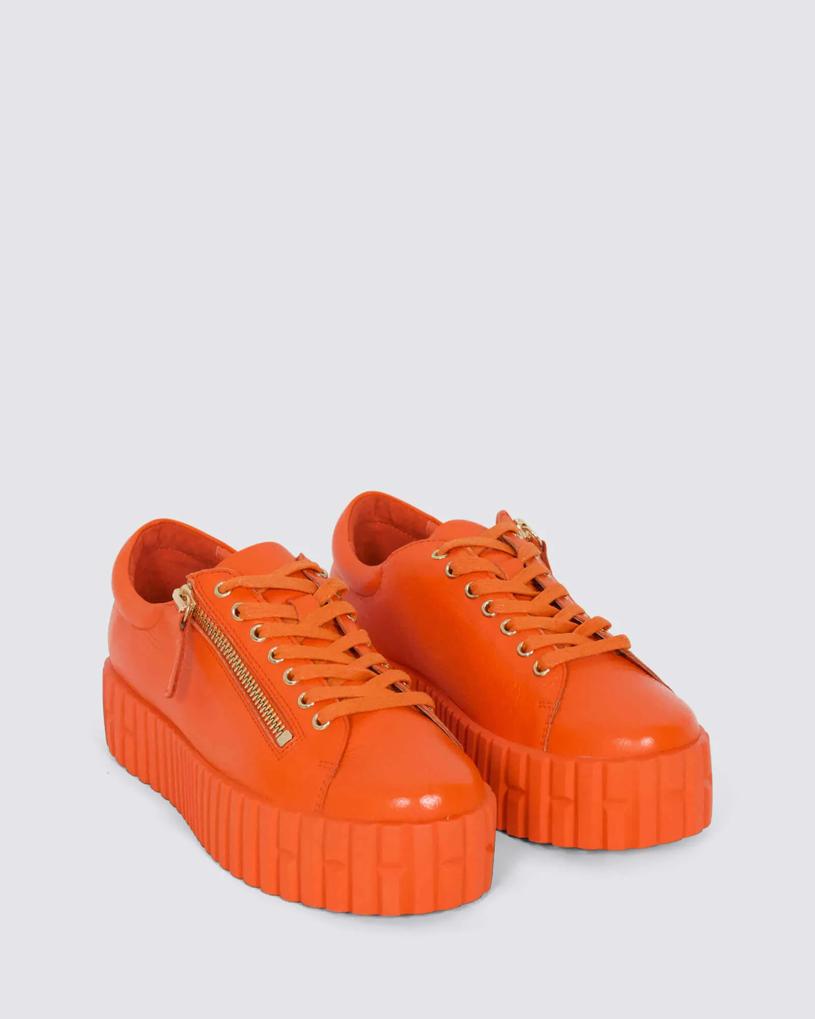 BONGOE PLATFORM SNEAKERS ORANGE LEATHER