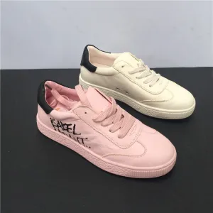 BOOPDO DESIGN LEATHER TRAINERS WITH LETTERS DETAIL