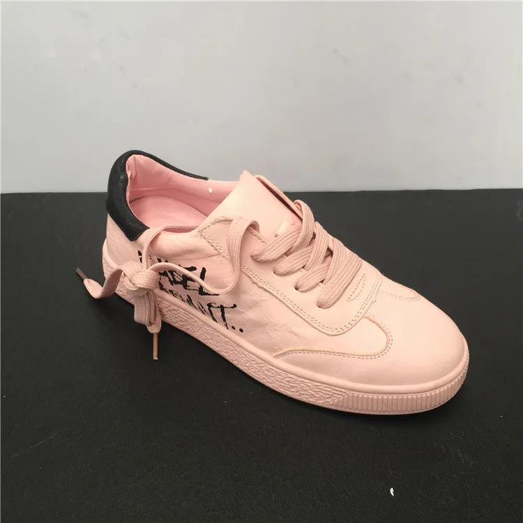 BOOPDO DESIGN LEATHER TRAINERS WITH LETTERS DETAIL