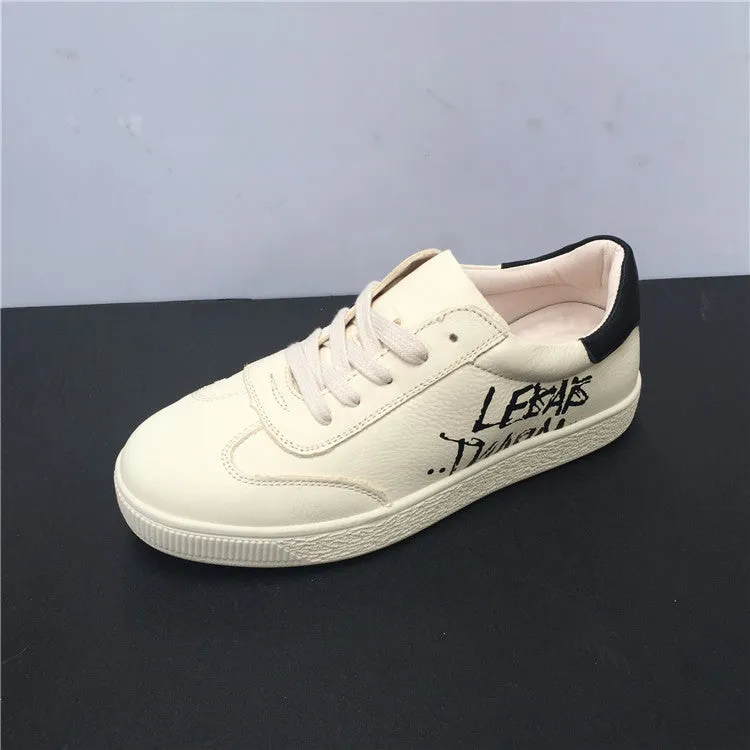 BOOPDO DESIGN LEATHER TRAINERS WITH LETTERS DETAIL
