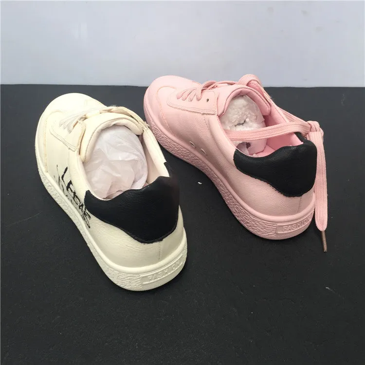 BOOPDO DESIGN LEATHER TRAINERS WITH LETTERS DETAIL