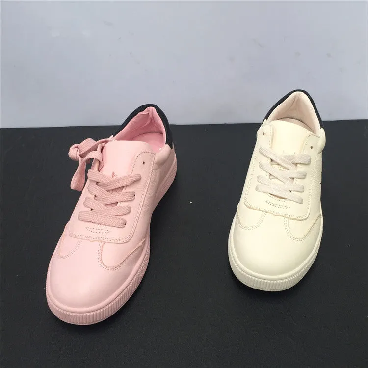 BOOPDO DESIGN LEATHER TRAINERS WITH LETTERS DETAIL