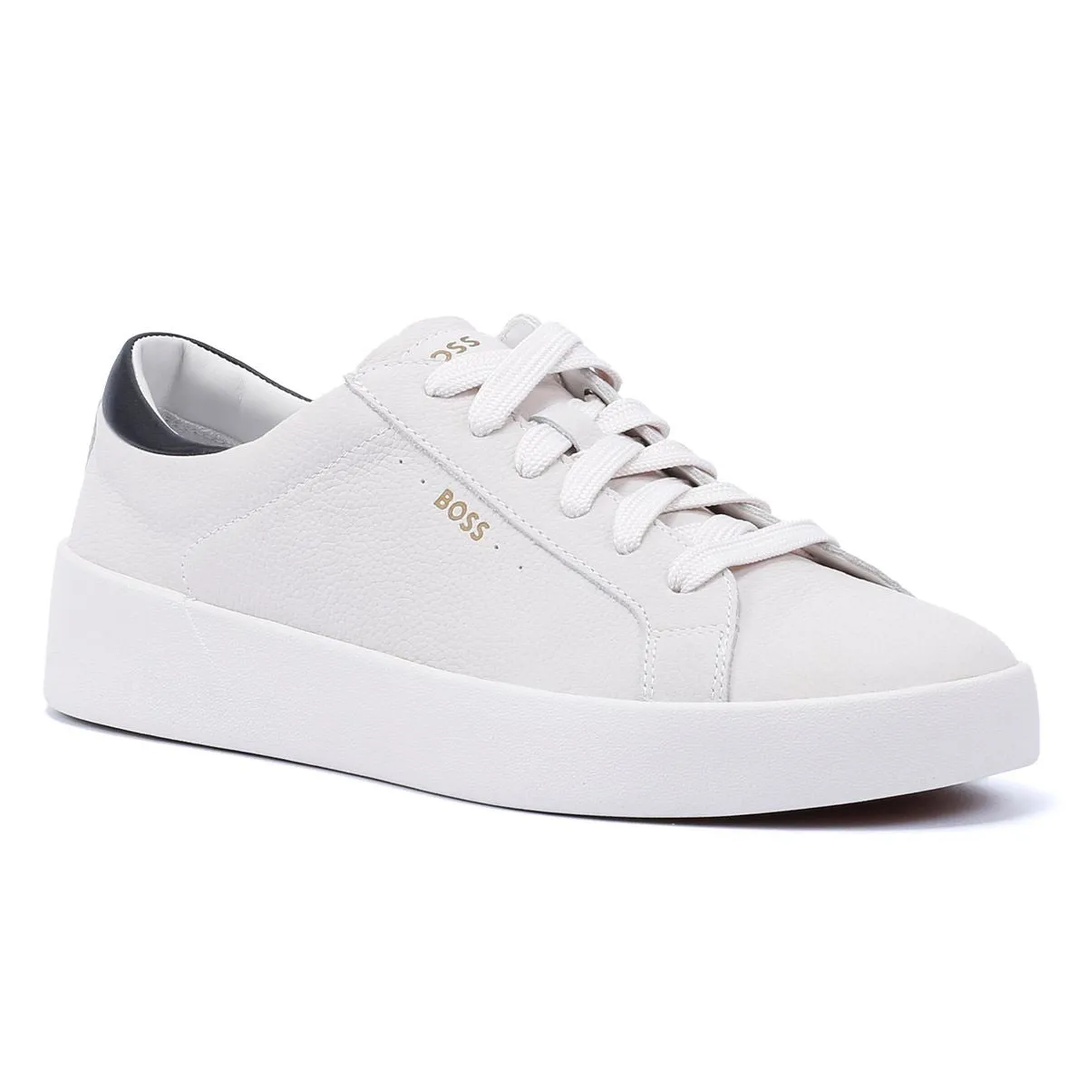 Boss Belwar Tennis Tumble Leather Men's White Trainers