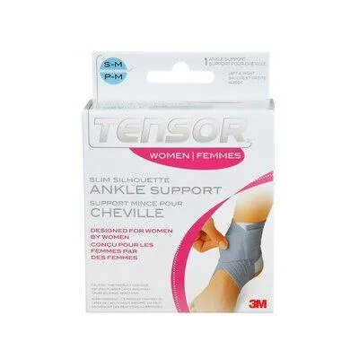 Braces & Supports - 3M Tensor Women Slim Silhouette Ankle Support, Light Blue, Small/Medium, (Case of 12), 144694