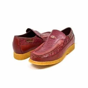 British Walkers Harlem Men's Burgundy Leather Crepe Sole Slip On Shoes