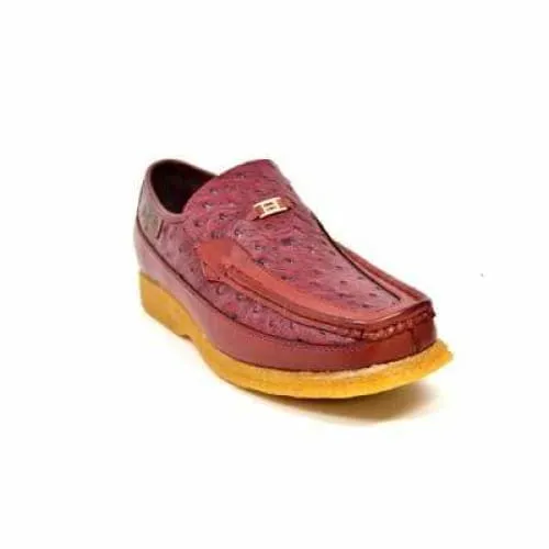 British Walkers Harlem Men's Burgundy Leather Crepe Sole Slip On Shoes