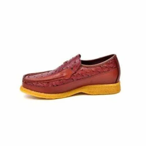 British Walkers Harlem Men's Burgundy Leather Crepe Sole Slip On Shoes