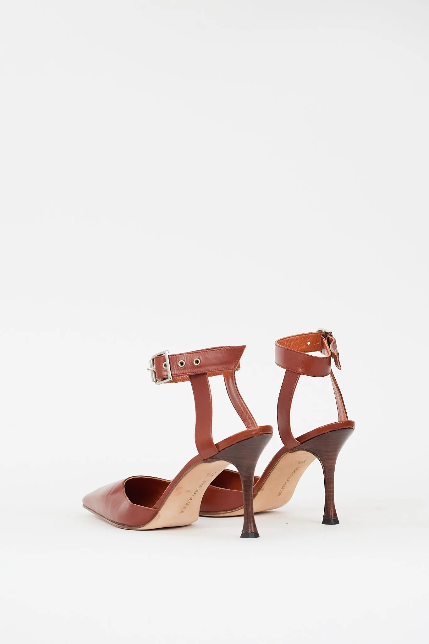 Brown Leather Pointed Pump