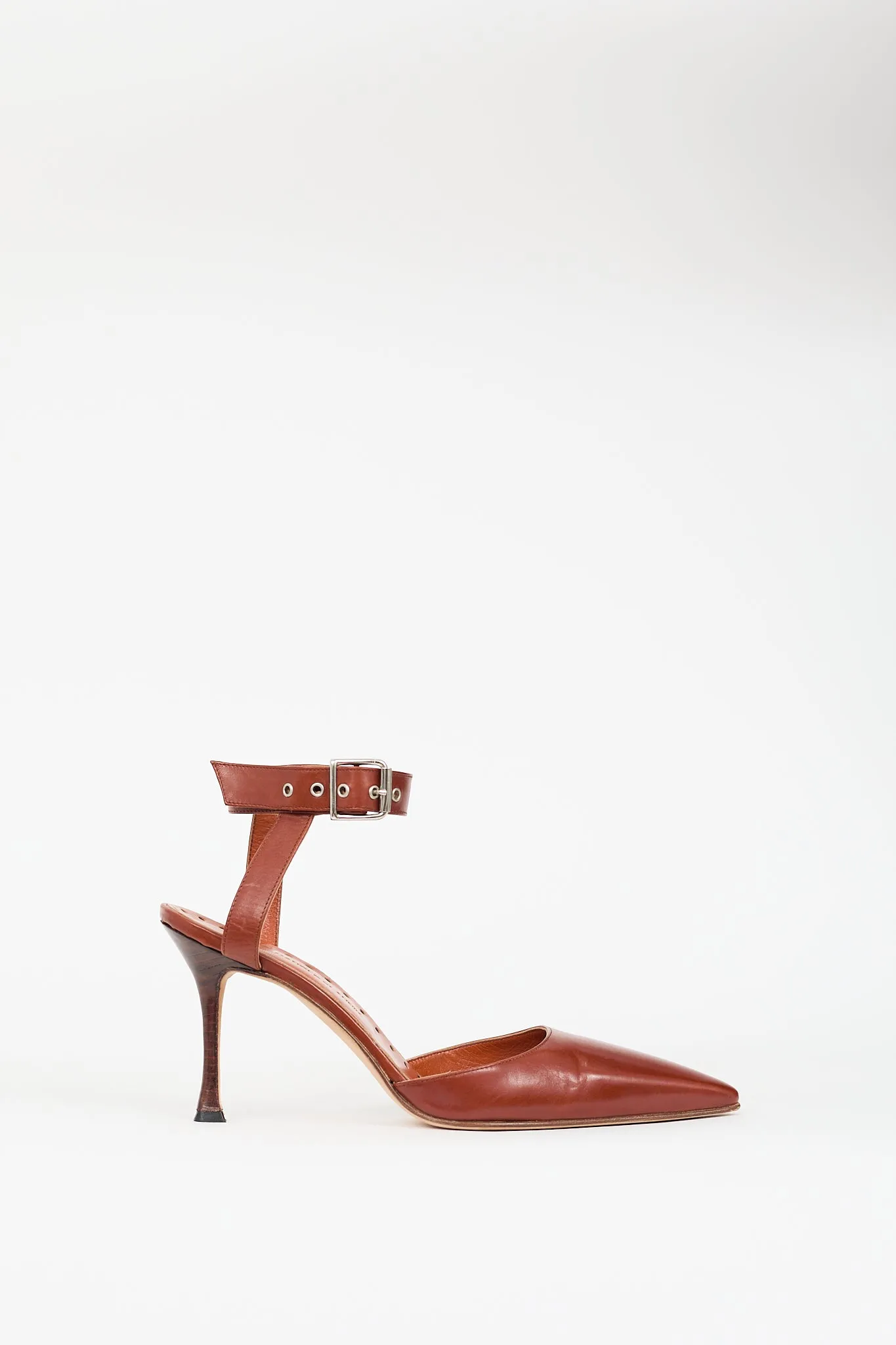 Brown Leather Pointed Pump