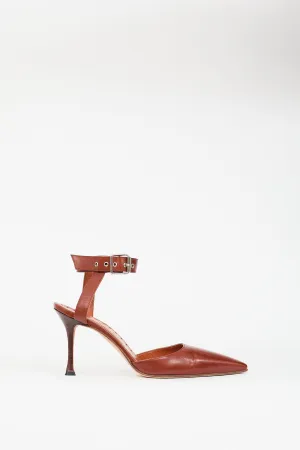 Brown Leather Pointed Pump