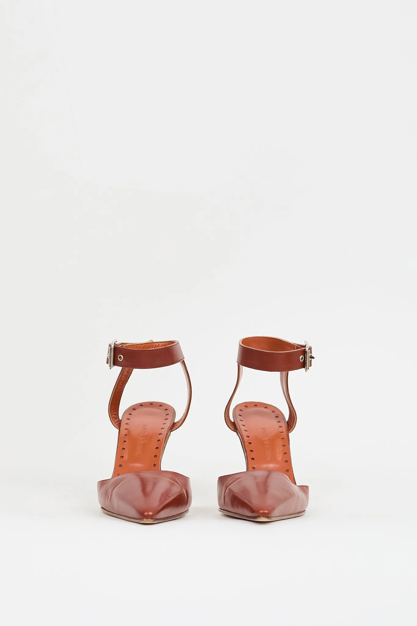 Brown Leather Pointed Pump