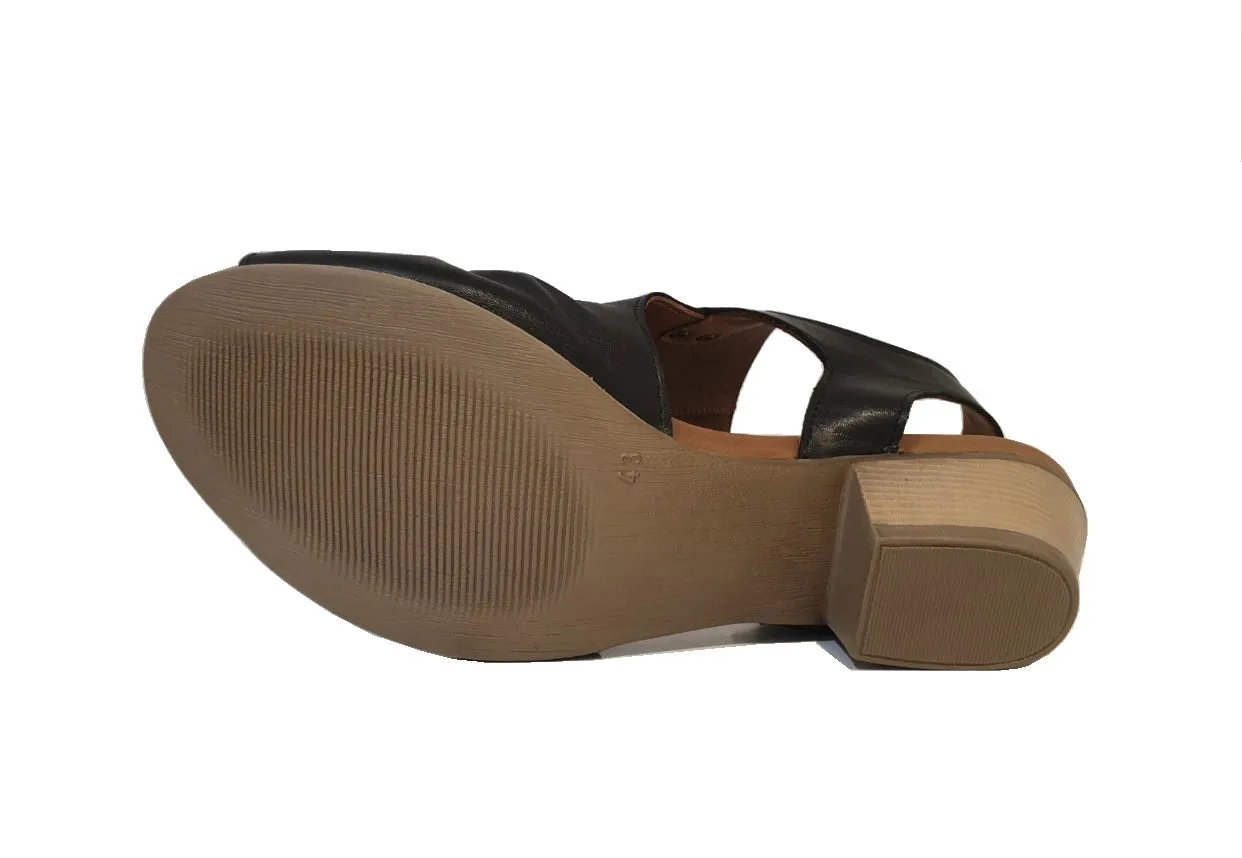 Bueno Zazoo Black Leather Open Toe Buckle Slingback Made In Turkey