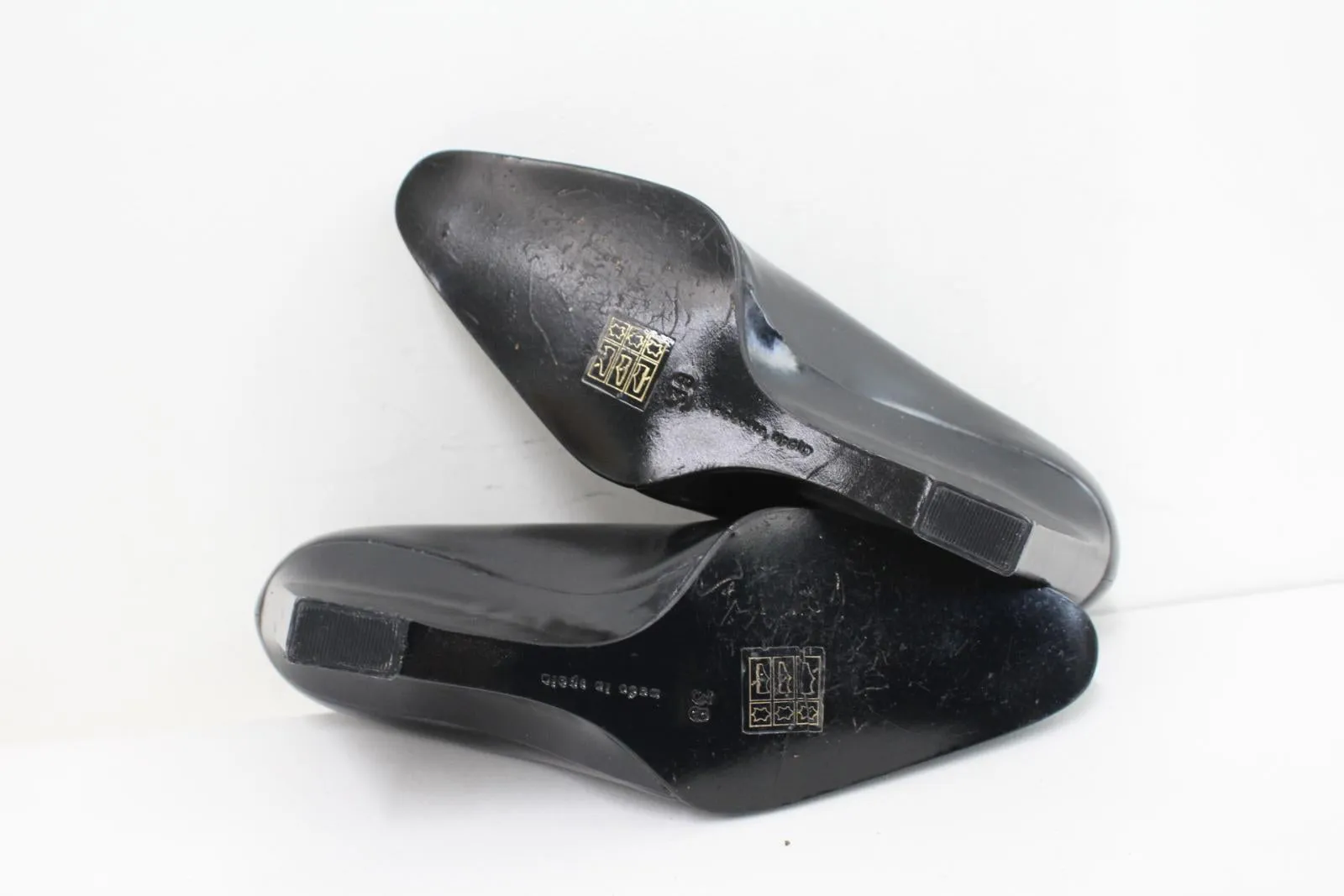 CALVIN KLEIN Ladies Black Smooth Leather High Wedge Heel Shoes EU38 UK5
