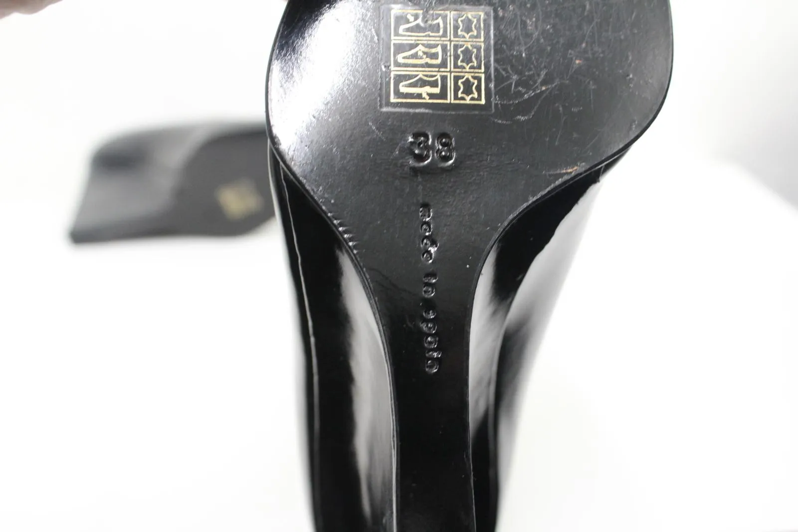 CALVIN KLEIN Ladies Black Smooth Leather High Wedge Heel Shoes EU38 UK5
