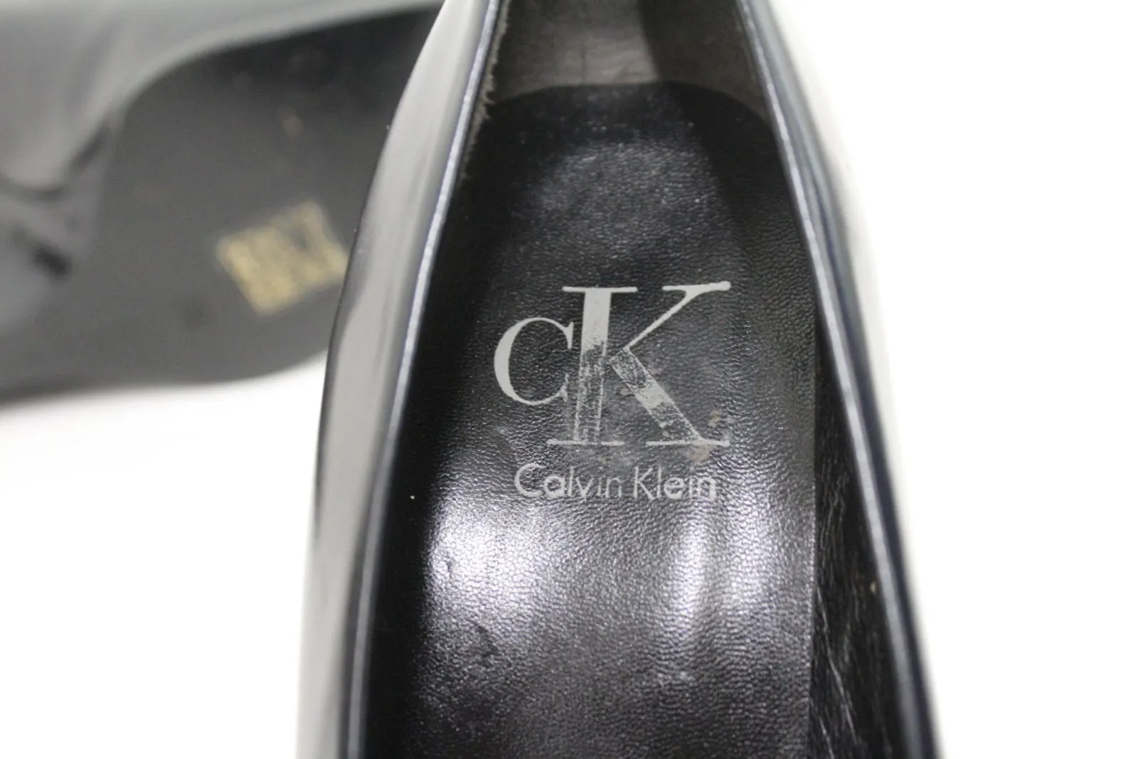 CALVIN KLEIN Ladies Black Smooth Leather High Wedge Heel Shoes EU38 UK5