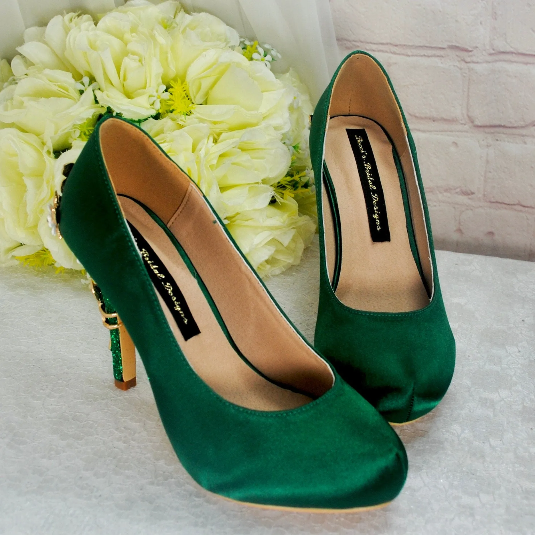 Cherry Blossom -  Emerald Green Round Toe
