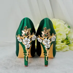 Cherry Blossom -  Emerald Green Round Toe