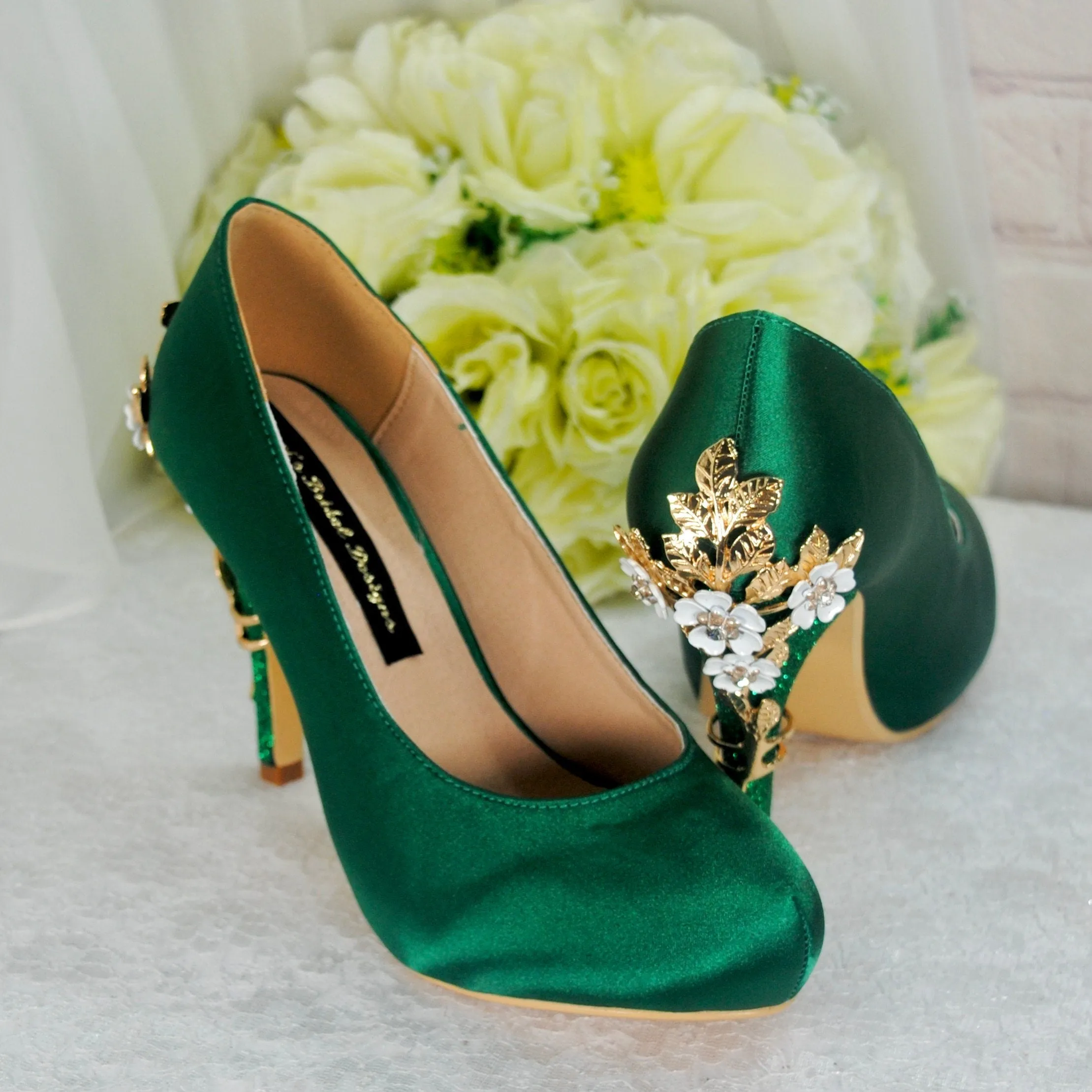 Cherry Blossom -  Emerald Green Round Toe