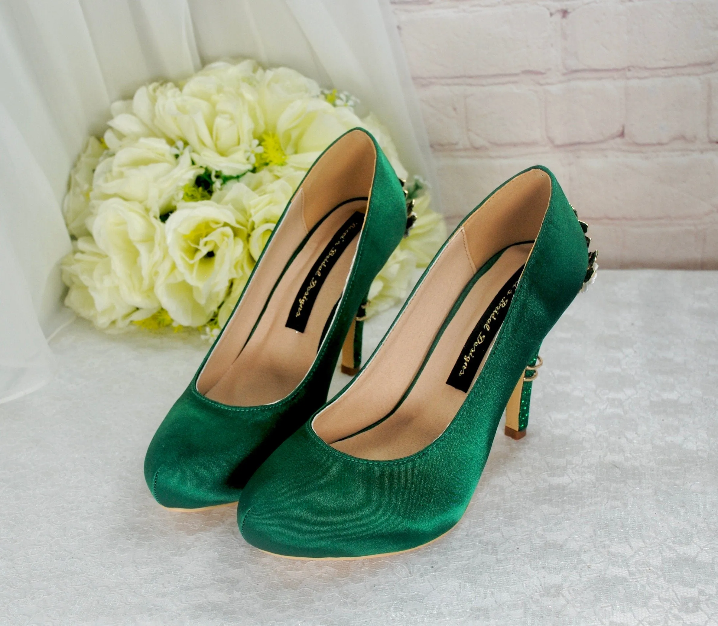 Cherry Blossom -  Emerald Green Round Toe