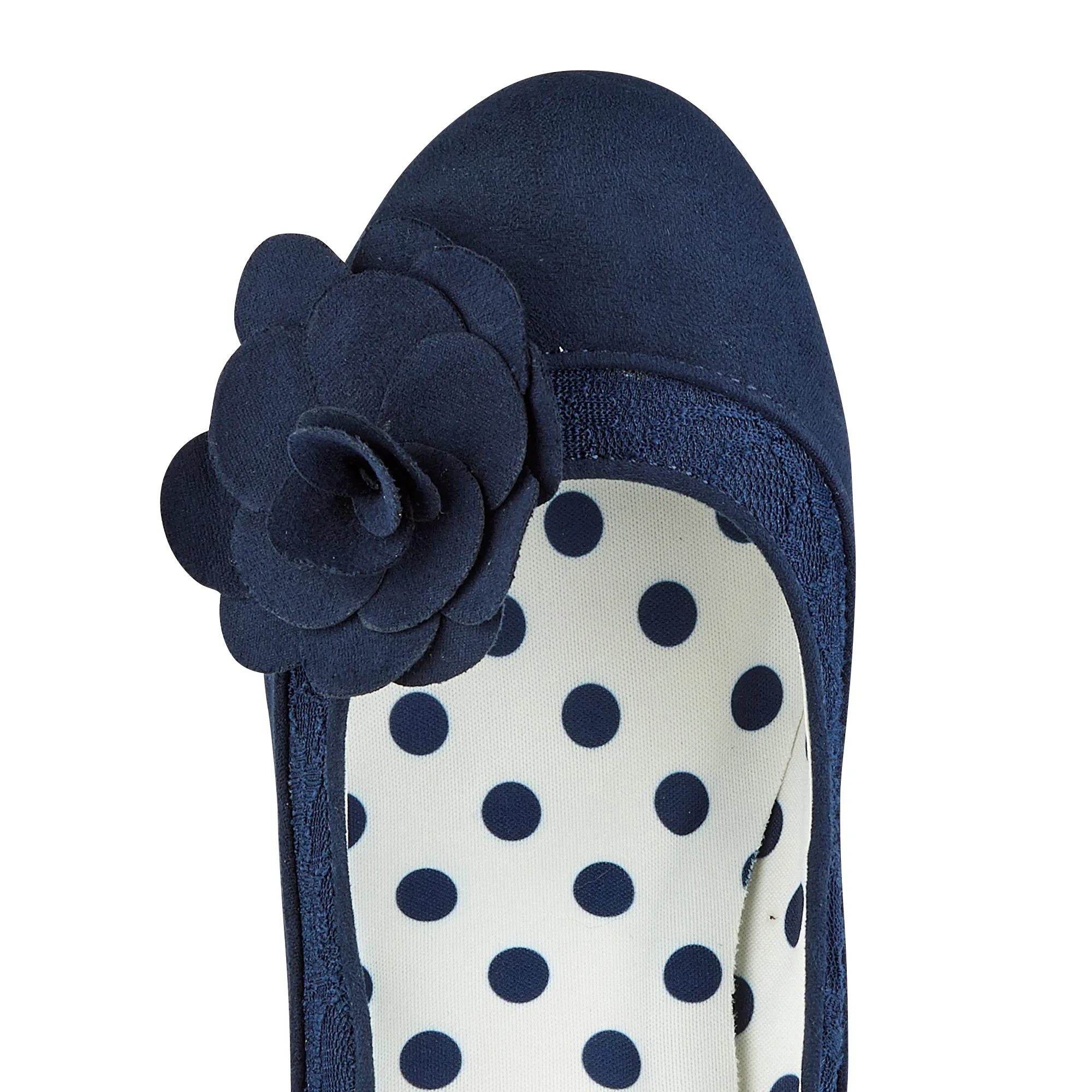 Chrissie Navy Blue Mid Heel Lace Court Shoes by Ruby Shoo